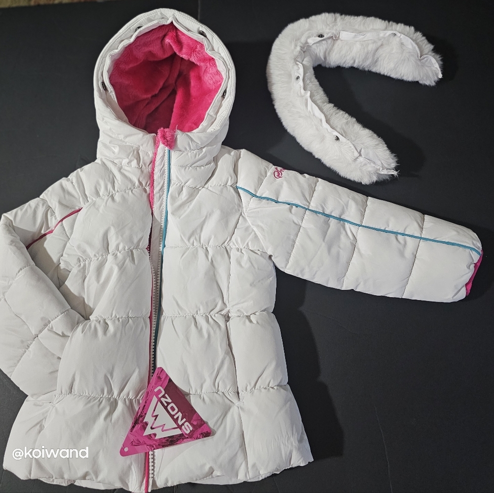 Snozu White and Pink Puffer Jacket Size 3T
